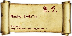 Mesko Iván névjegykártya